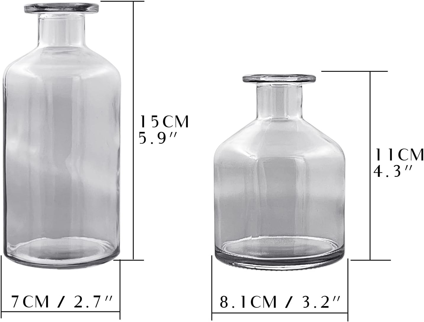Jarrones transparentes de 16 piezas, mini jarrones de flores, botellas de vidrio decorativas, centro de mesa para recepción de boda, botellas