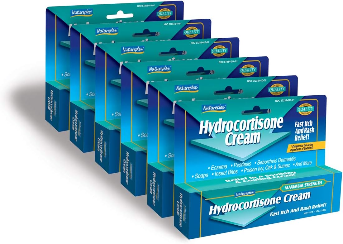 Crema de hidrocortisona para aliviar la picazón y las erupciones rápidas, paquete de 6