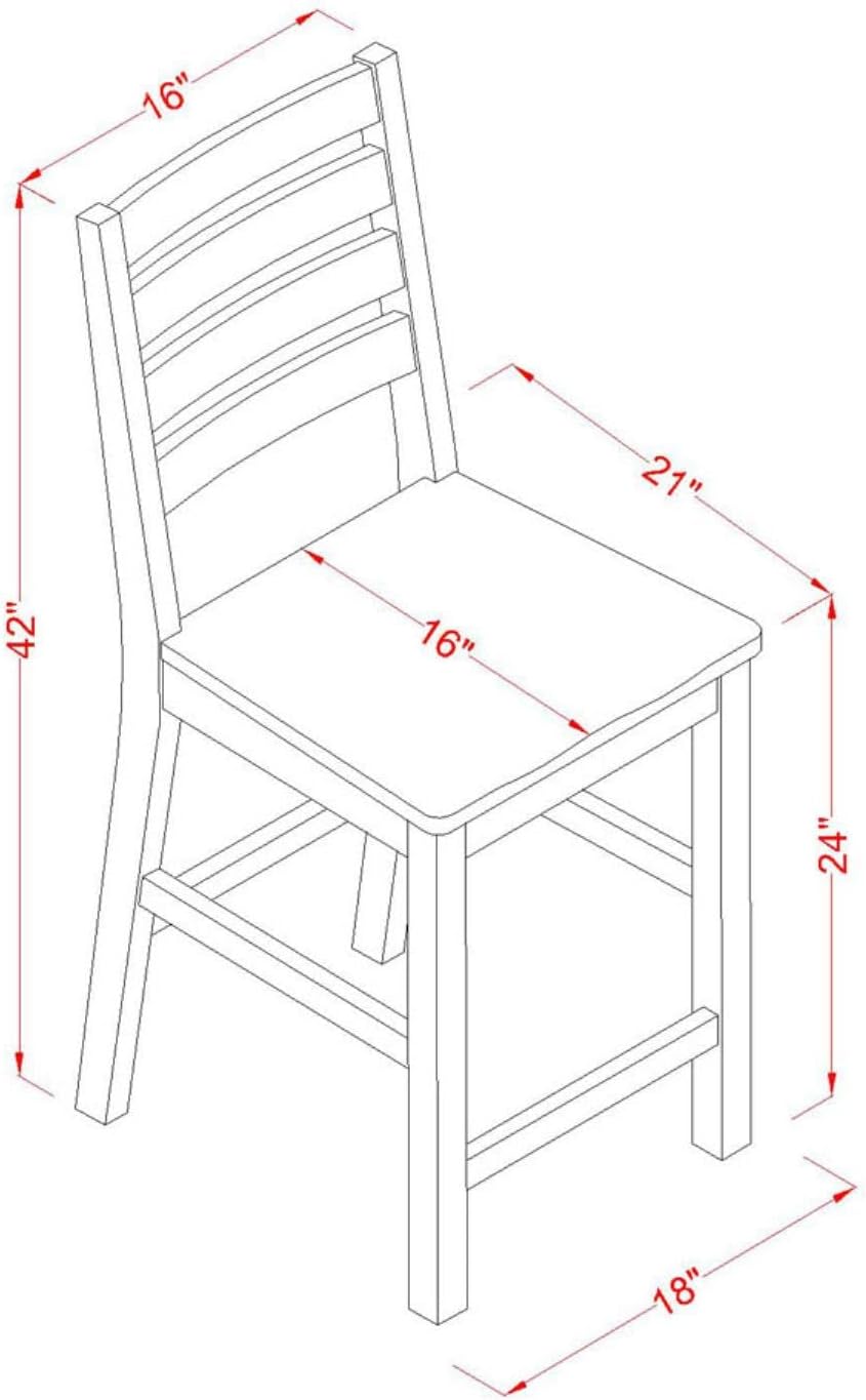 East West Furniture CFS-OAK-W – Juego de 2 sillas de comedor con respaldo de escalera, color roble