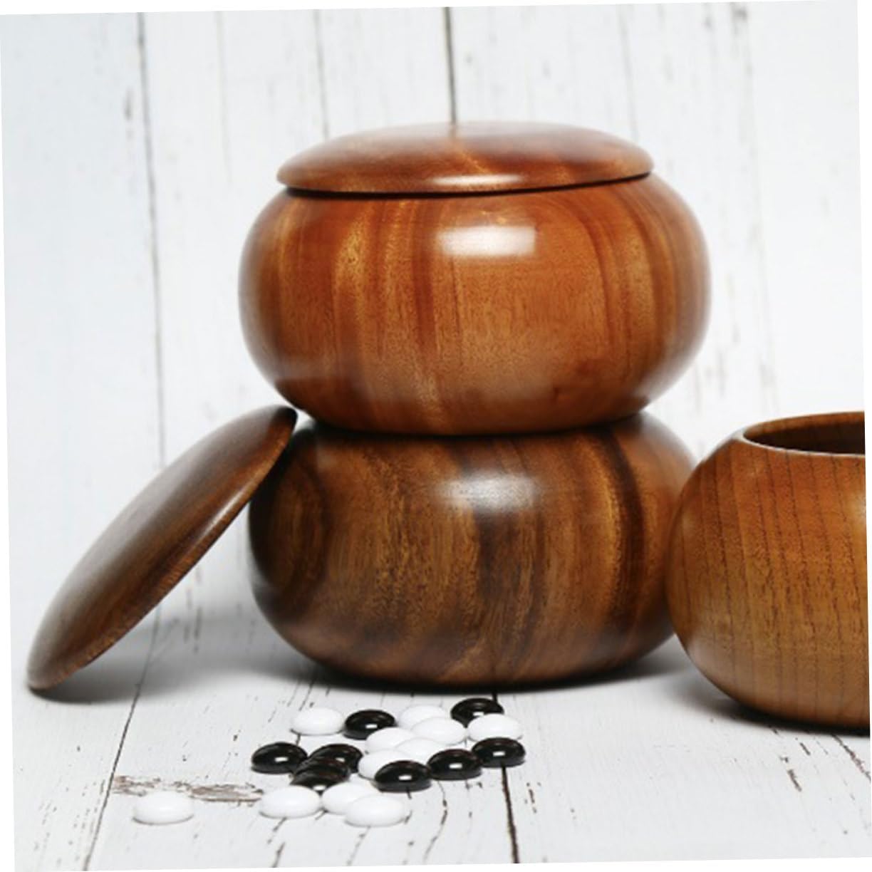 Abaodam 1pc Jujube Wood Go Jar Chess Bowl Chess Game Supply Formula Container Bamboo Storage Jar Go Game Board Jujube Bowl Wood Serving Bowl Double