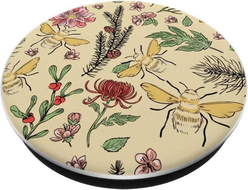 Plantas Naturaleza Flores Hojas Florales Colmena Abeja Panal PopSockets PopSockets PopGrip Agarre intercambiable para teléfonos y tabletas