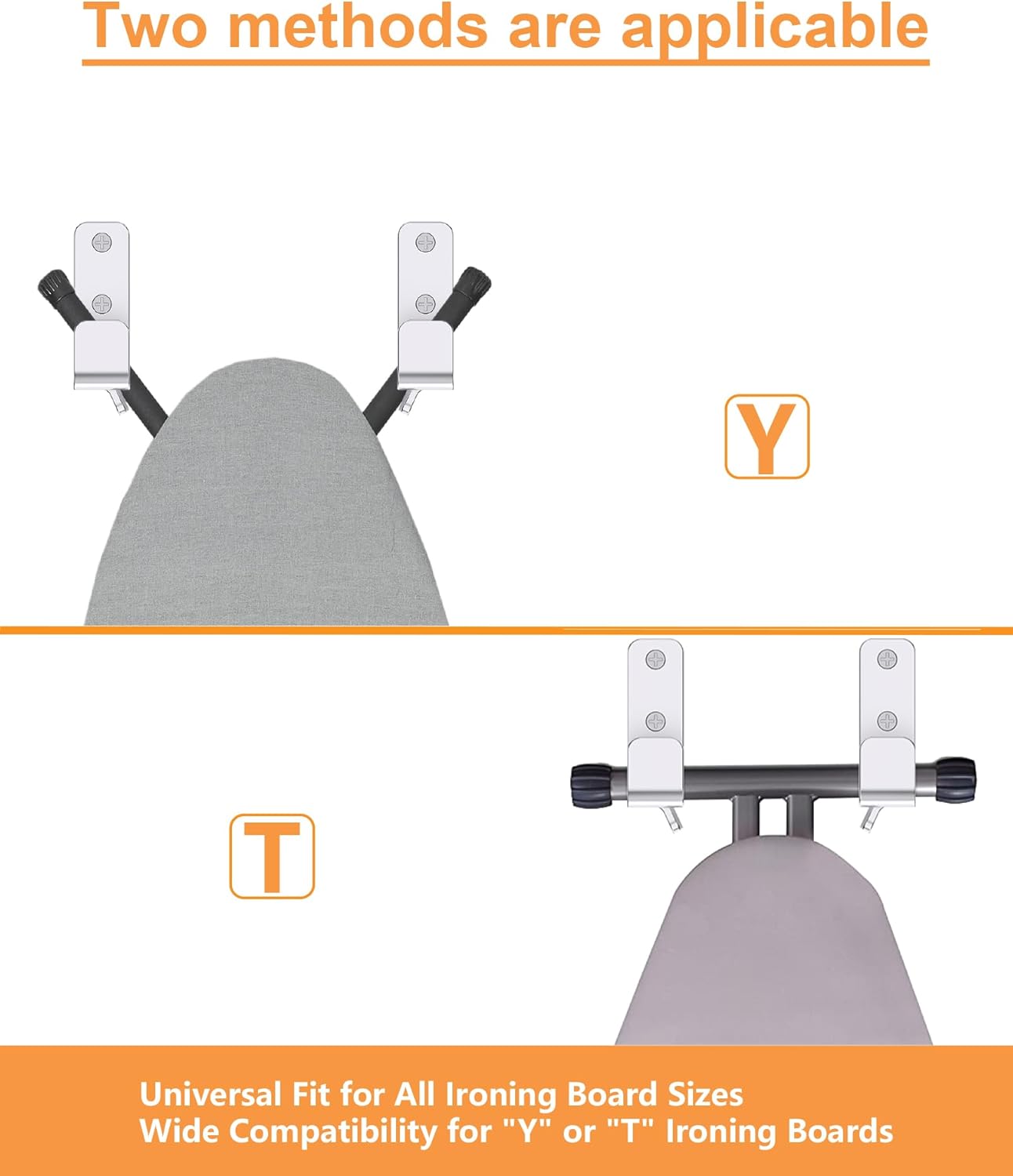 Soporte para tabla de planchar para montaje en pared, acero inoxidable 304, pata en T para tabla de planchar ajustable a distancia, gancho de
