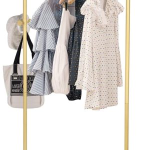 uyoyous Percheros dorados independientes para entrada con base de madera, percheros dorados con estante para dormitorio, hogar, sombrero, bufanda, uyoyous Percheros dorados independientes para entrada con base de madera, percheros dorados con estante para dormitorio, hogar, sombrero, bufanda,