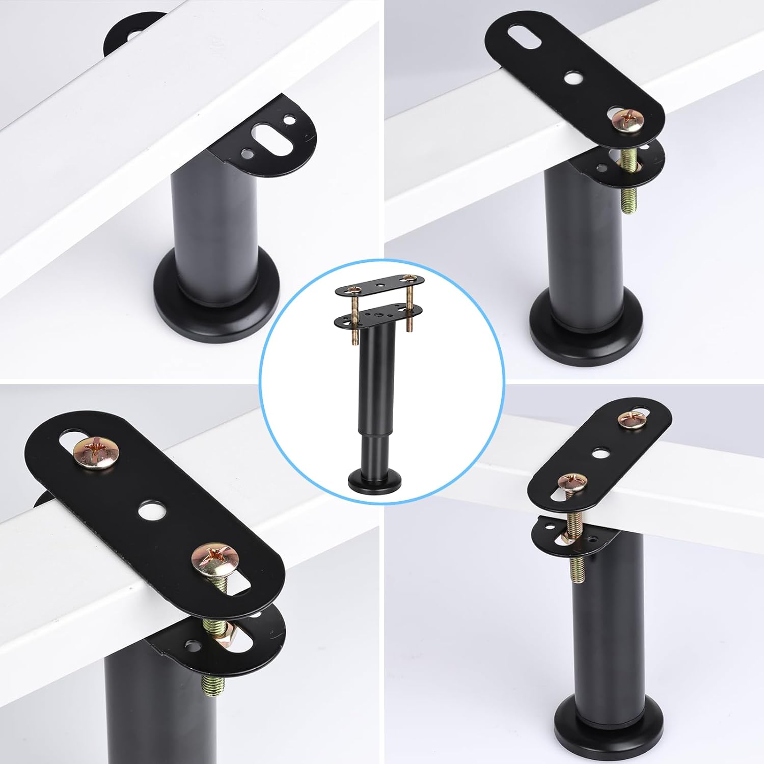 2 patas de soporte ajustables para marco de cama, patas de soporte de metal resistente con base más ancha (7 a 13 pulgadas)