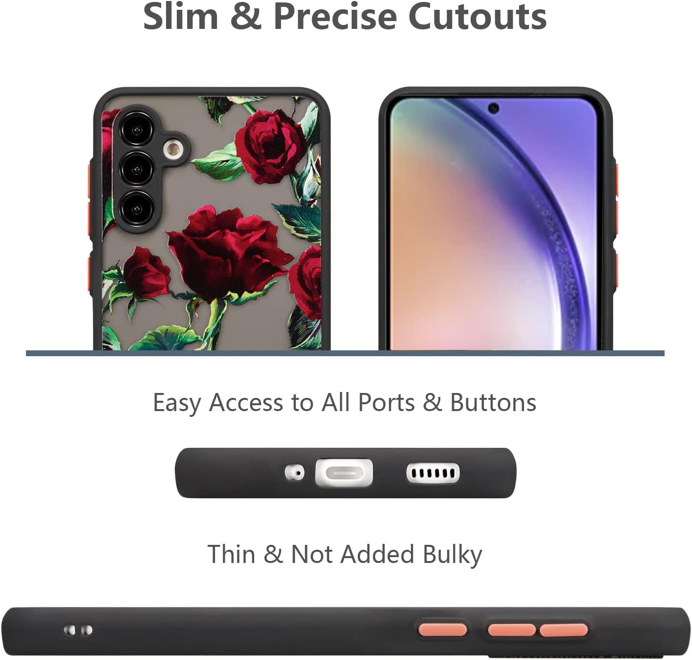 XIZYO Funda para Samsung Galaxy A54 5G, bonita funda de teléfono floral rosa para mujeres y niñas, diseño impreso delgado, translúcido, mate, funda