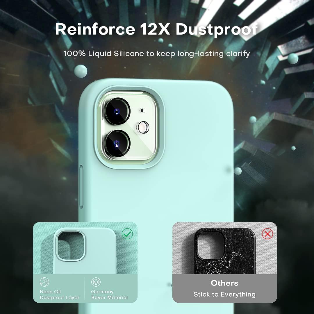 TOCOL Funda 5 en 1 para iPhone 12, para iPhone 12 Pro, con 2 protectores de pantalla + 2 protectores de lente de cámara, funda de silicona a prueba