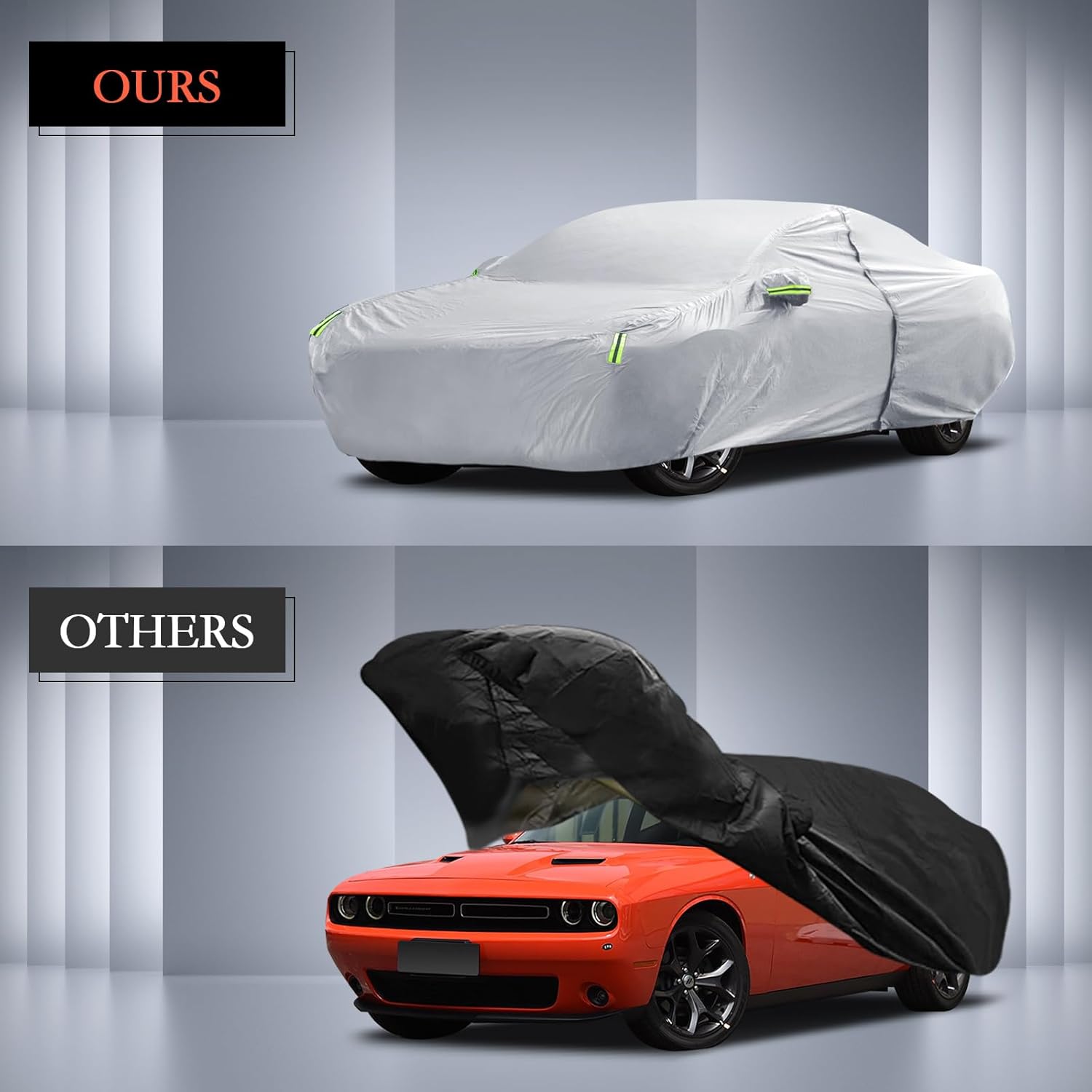 Funda de coche personalizada para Dodge Challenger 2008-2023, impermeable para todo tipo de clima, cubierta exterior completa, protector de lluvia,