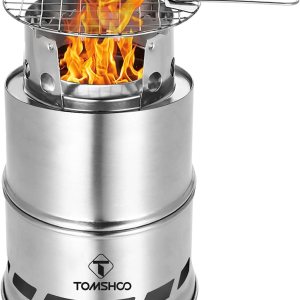 TOMSHOO Estufa de leña plegable portátil a prueba de viento estufa compacta de alcohol de acero inoxidable estufa al aire libre camping senderismo TOMSHOO Estufa de leña plegable portátil a prueba de viento estufa compacta de alcohol de acero inoxidable estufa al aire libre camping senderismo