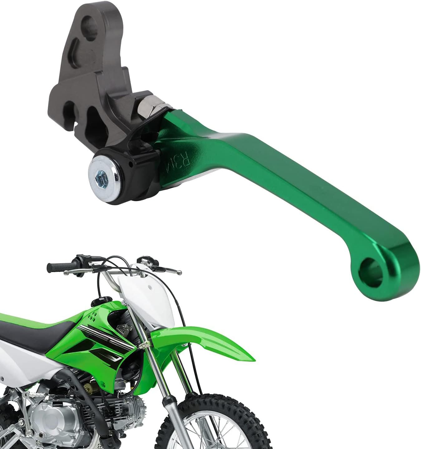 JFG RACING Palanca de freno de motocicleta Palancas plegables CNC para KLX 110 KLX110 KLX110L 2010-2023 Verde