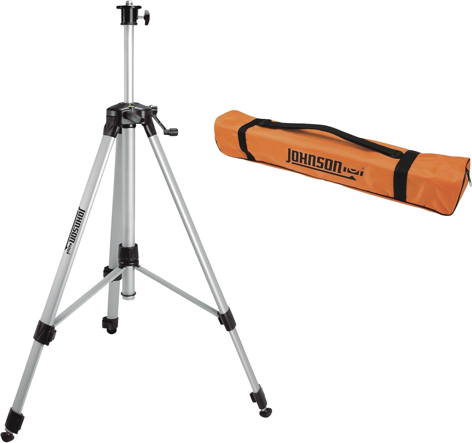 Johnson Level & Tool 40-6861 – Trípode de aluminio de doble propósito con adaptador de 14 de pulgada a 20, altura de trabajo de 2 pies a 5 pies 5