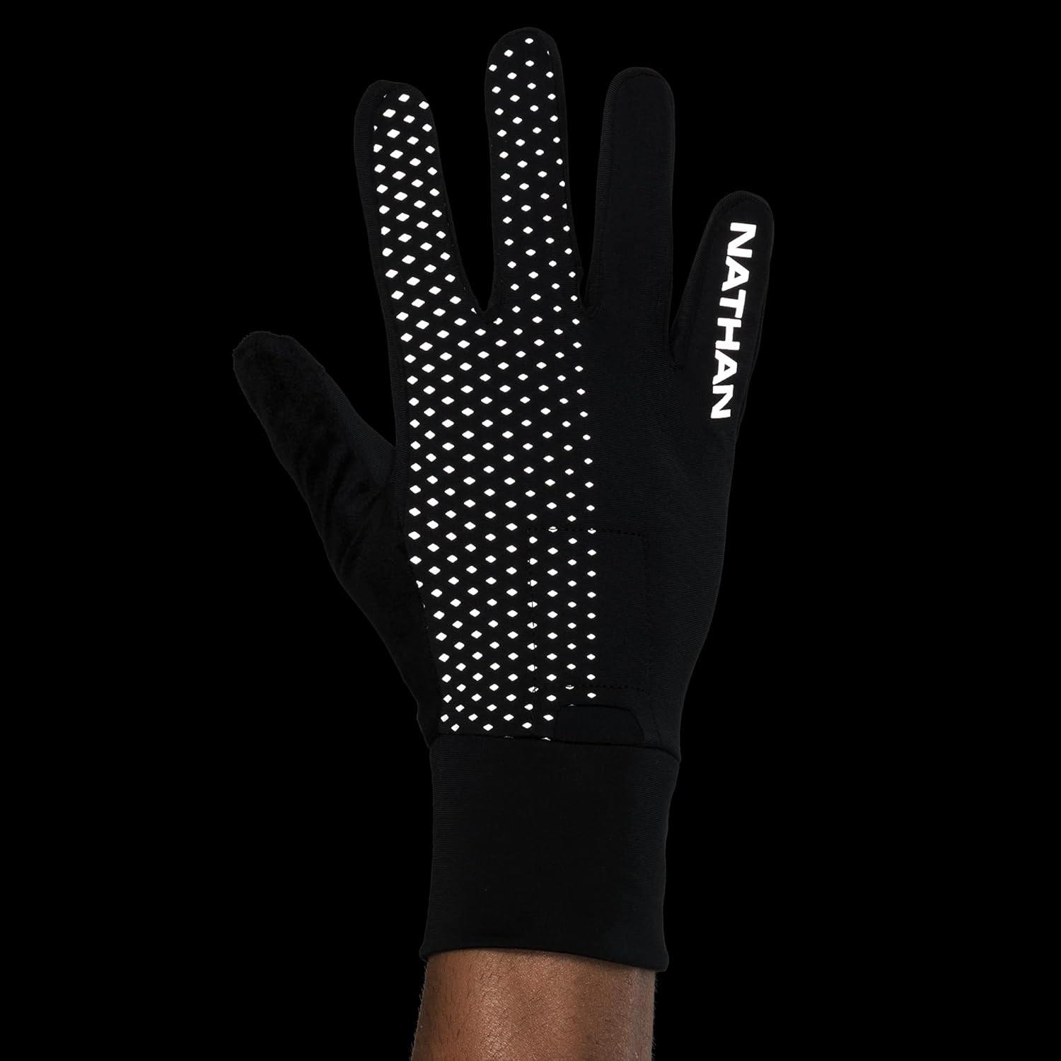 Nathan Guantes reflectantes. Para correr y actividades al aire libre. Dedo de pantalla táctil para uso en smartphone.