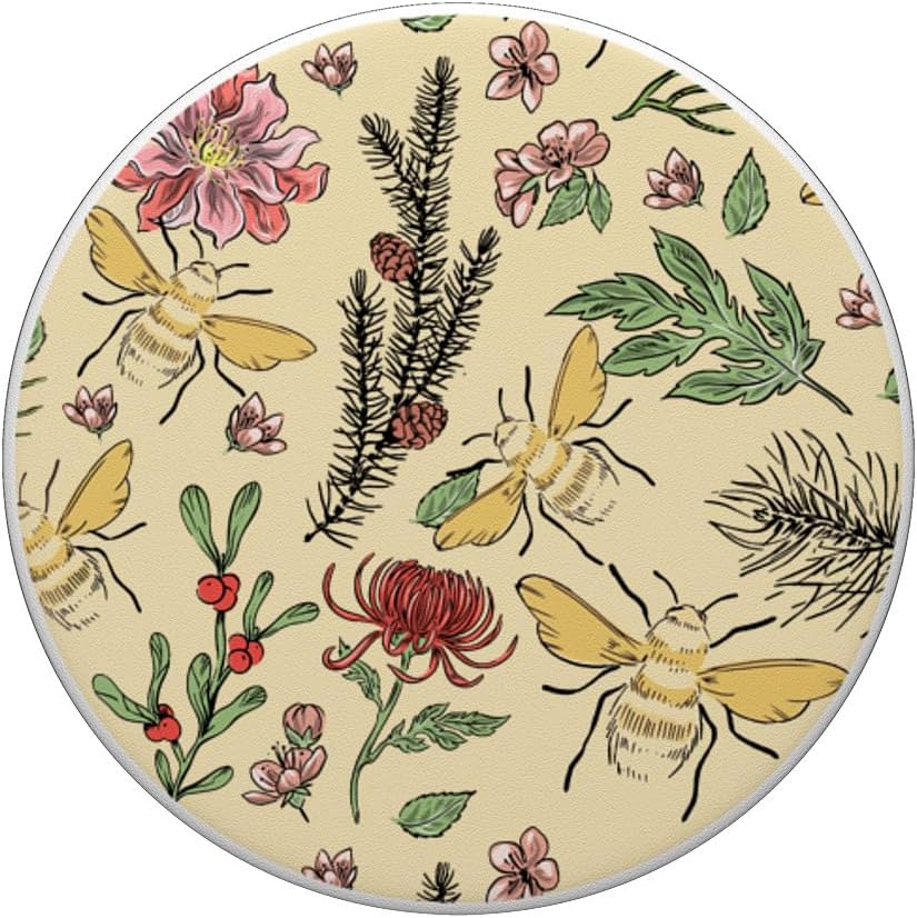 Plantas Naturaleza Flores Hojas Florales Colmena Abeja Panal PopSockets PopSockets PopGrip Agarre intercambiable para teléfonos y tabletas