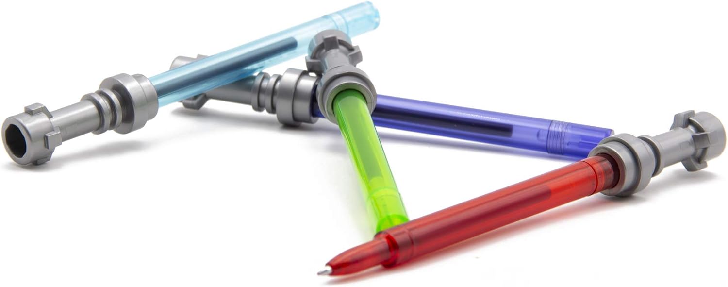 LEGO Star Wars – Bolígrafo de gel con sable de luz, paquete de 4 con 10 recambios de tinta