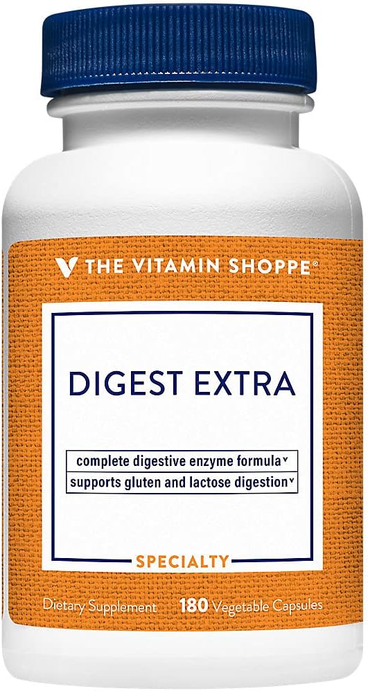 The Vitamin Shoppe Digest Extra – Enzimas digestivas para grasas, carbohidratos y proteínas, incluyendo una ayuda digestiva para gluten y lácteos –