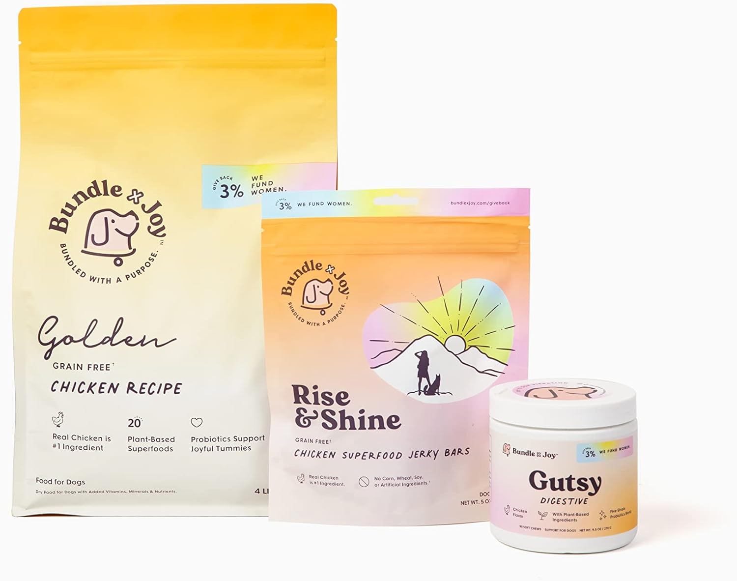 Bundle x Joy Rise & Shine Superfood – Golosinas para perros de 16 onzas, barras de carne seca de pollo real para aperitivos y entrenamiento,