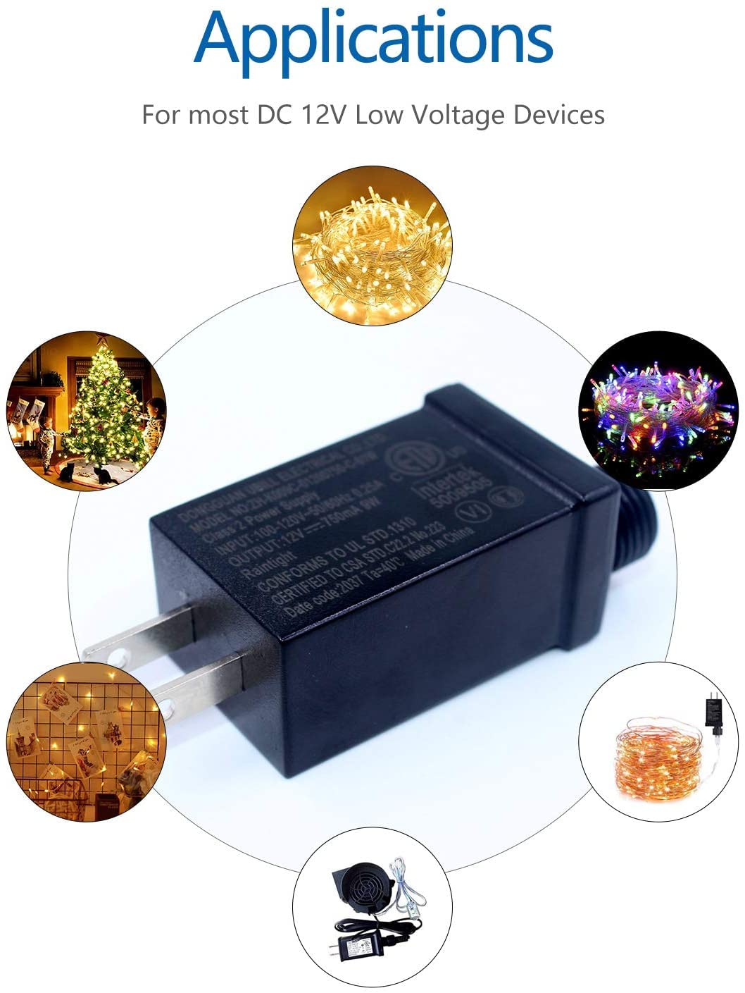 12V9W llevó la clase 2 fuente de alimentación de los E.E.U.U. Adaptador de enchufe impermeable IP44 de bajo voltaje led conductor transformador