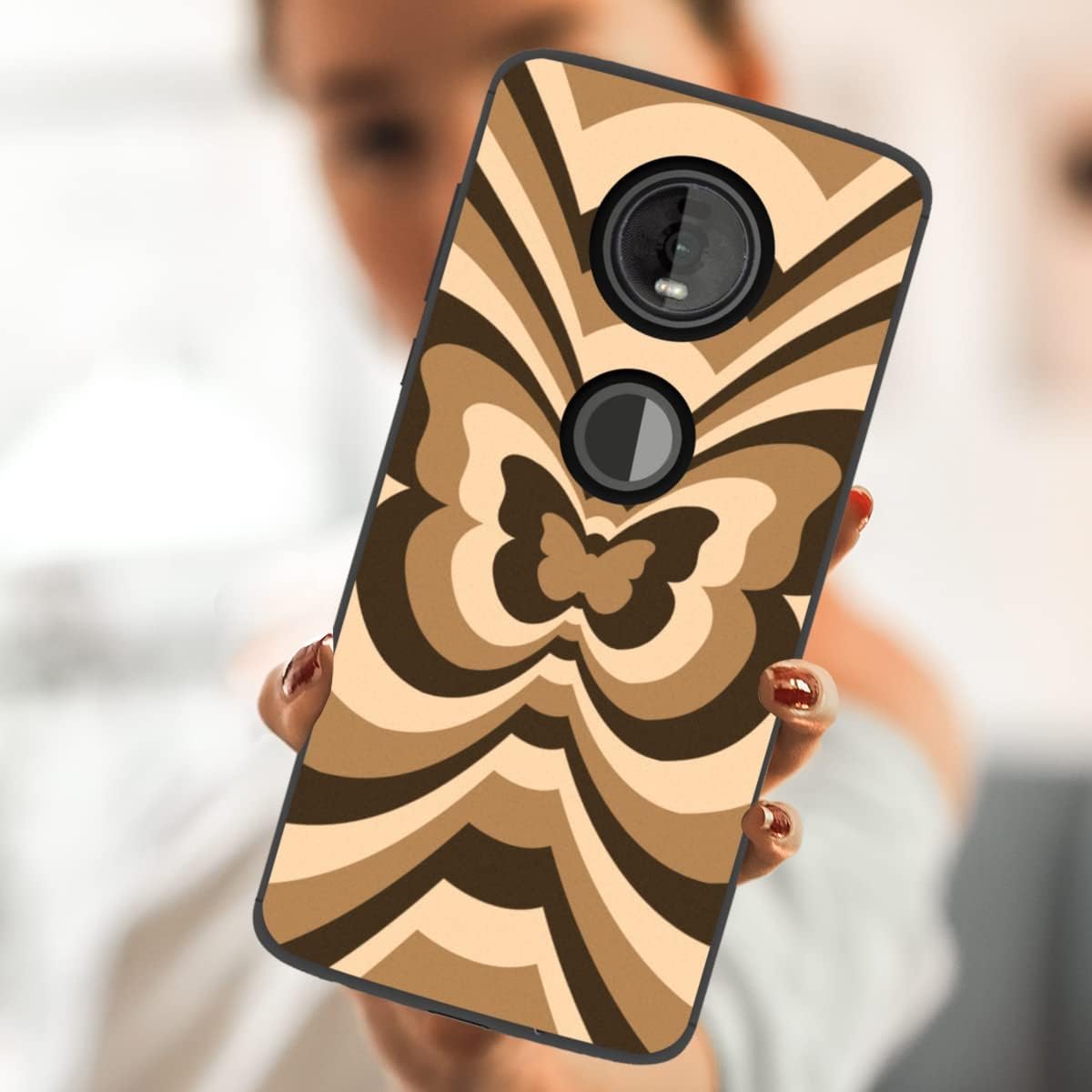 zaztify Funda de teléfono para Motorola Moto Z4, centro de túnel de mariposa marrón, café, latte, San Valentín, bloque de color, lindo patrón, a