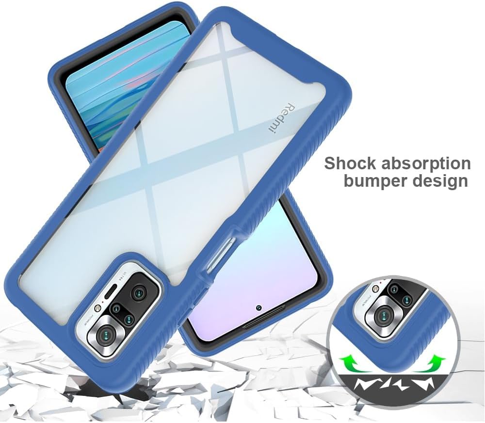 Asuwish Funda de teléfono para Xiaomi Redmi Note 10 Pro con protector de pantalla de vidrio templado y soporte delgado híbrido resistente resistente