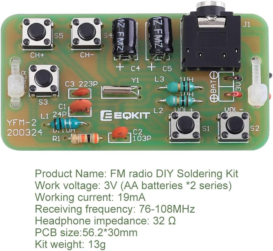 Kit de radio DIY, kit de radio FM Icstation 76MHZ-108MHZ, proyecto de soldadura, módulo de radio, kits de bricolaje, kit de práctica de soldadura