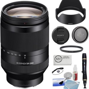 Sony Lente FE OSS de 0.945-9.449 in f3.5-6.3 con filtro UV de 3.031 in + kit de limpieza de cámara de 5 piezas + bolígrafo de lente de limpieza + Sony Lente FE OSS de 0.945-9.449 in f3.5-6.3 con filtro UV de 3.031 in + kit de limpieza de cámara de 5 piezas + bolígrafo de lente de limpieza +