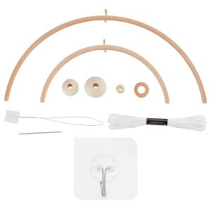 1 Unidades Marco de madera para guardería, kit hecho a mano para cuna, campanilla de viento móvil, percha móvil de madera, adornos de marco de 1 Unidades Marco de madera para guardería, kit hecho a mano para cuna, campanilla de viento móvil, percha móvil de madera, adornos de marco de