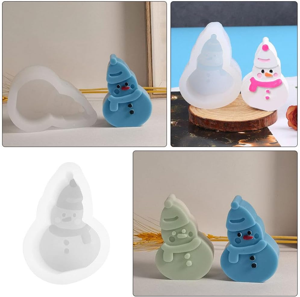 Abaodam Moldes de silicona de muñeco de nieve de Navidad, molde para hornear pastel de gelatina de chocolate, molde de fondant, molde de galletas,