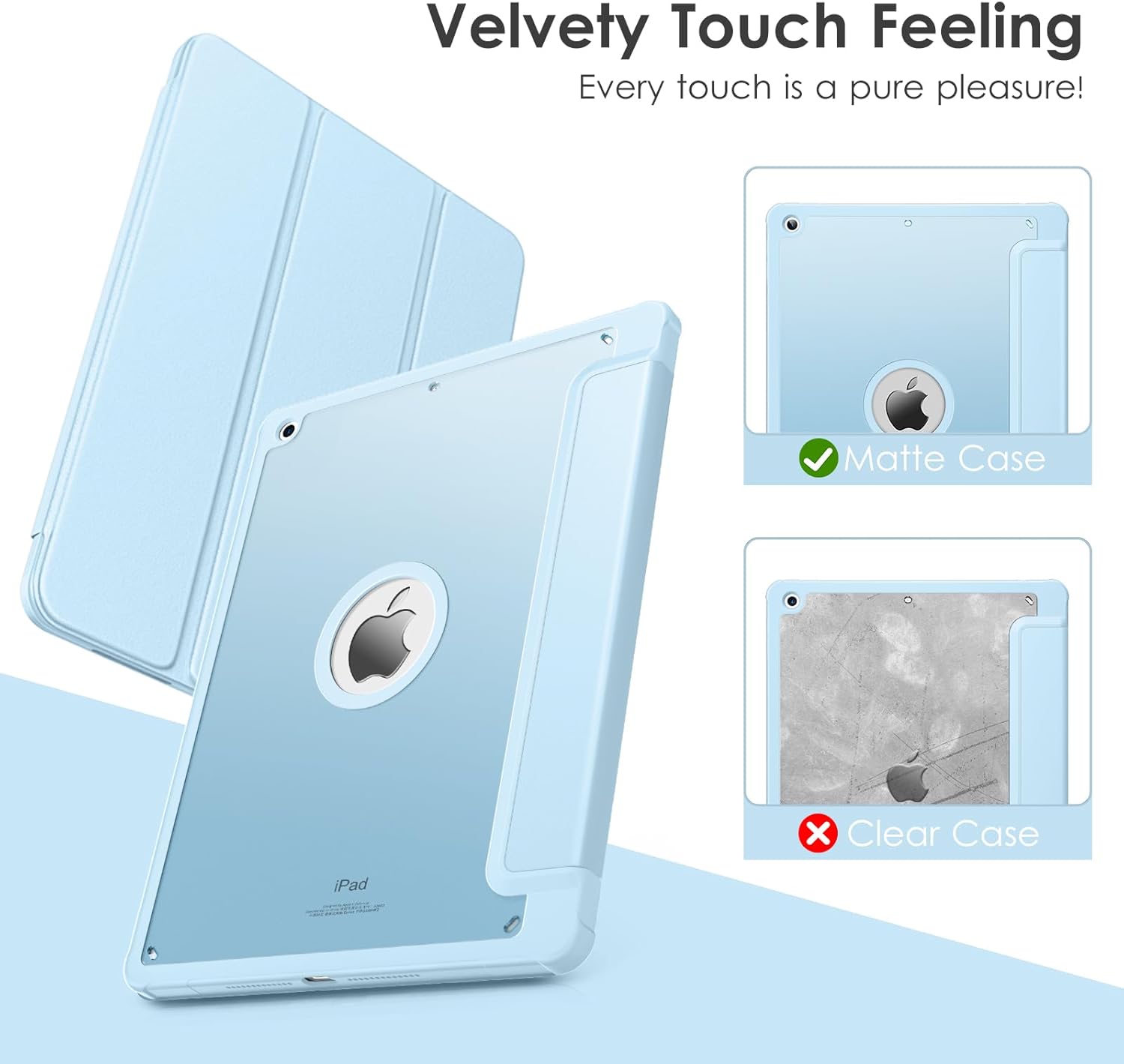DTTOCASE – Funda para iPad de 9, 8 y 7 generación de 10.2 pulgadas (202120202019), parte trasera mate, funda de marco de TPU soporte para lápiz