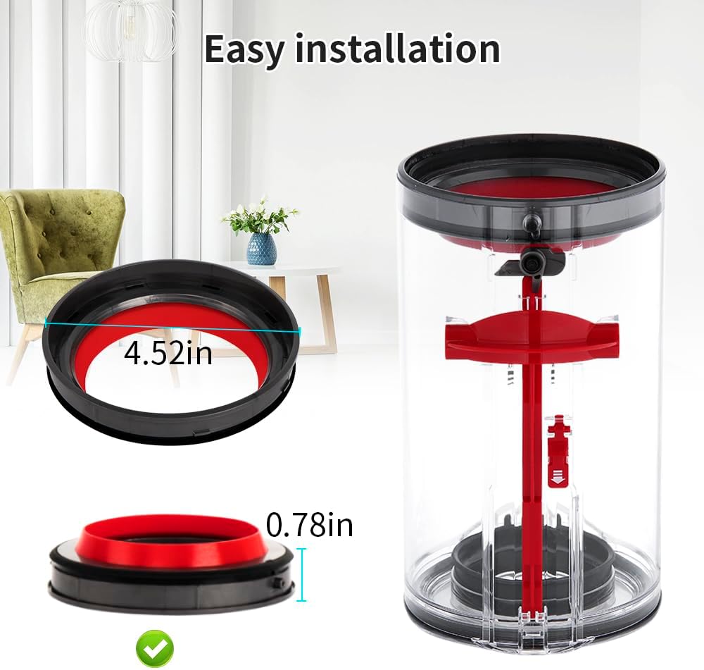 WuYan Anillo de sellado fijo superior de repuesto para aspiradora Dyson Cyclone V10 SV12, accesorios de repuesto para cubo de polvosuciedad.