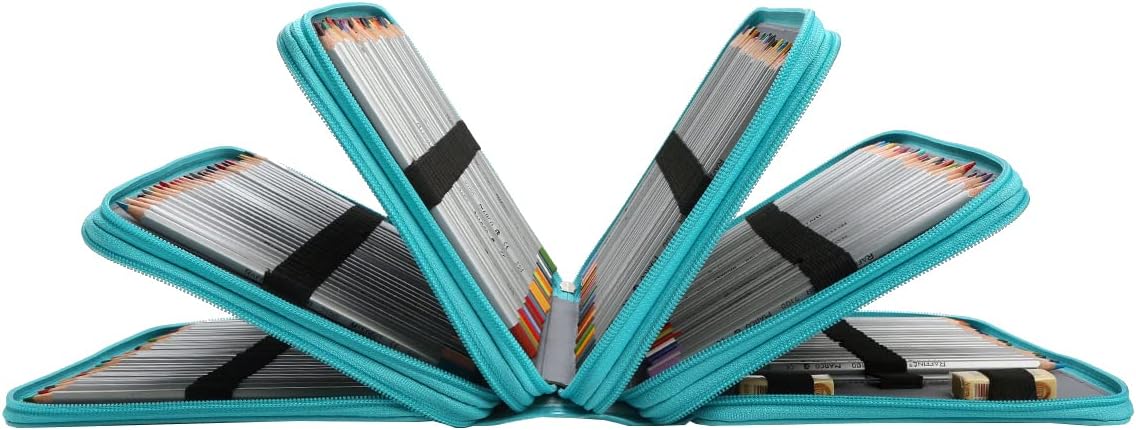 YZK Estuche para lápices de colores con 252 ranuras, de piel sintética, con cierre de cremallera, organizador de lápices de colores para bolígrafos