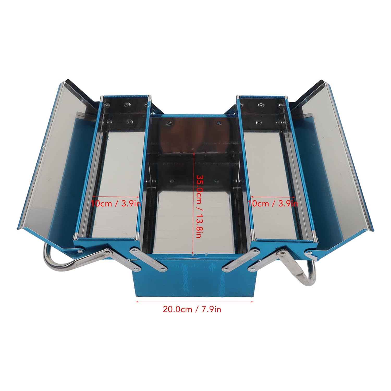 Caja de herramientas de acero inoxidable, caja de herramientas de metal, 2 capas y 3 bandejas, organizador de herramientas multifunción,