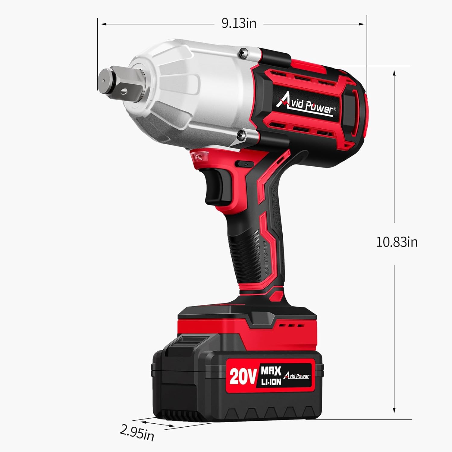 AVID POWER Llave de impacto sin escobillas de alto par de 12 pulgada con par máximo de 738 pies-libras (1000 N.m), pistola de impacto inalámbrica de