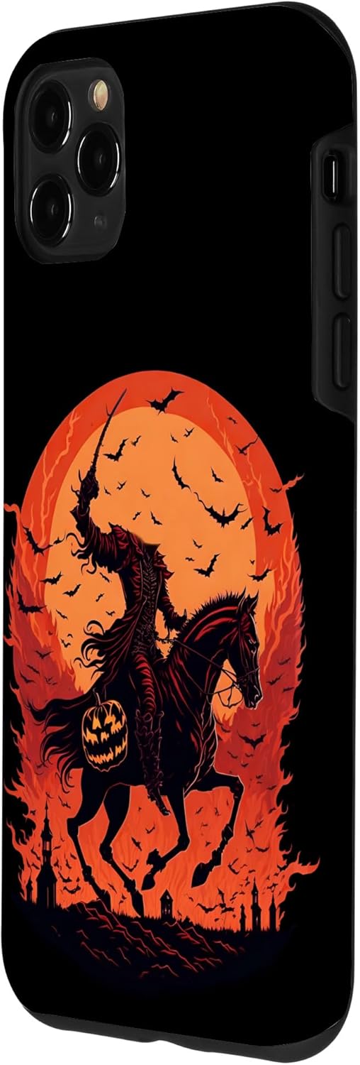 Funda de jinete sin cabeza de calabaza aterradora para iPhone 11 Pro Max para Halloween