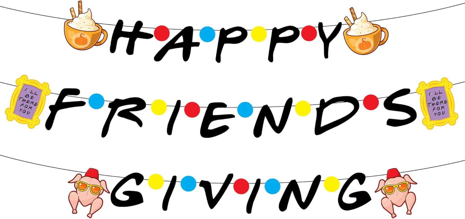 KatchOn, Cartel con texto en inglés Happy Friendsgiving Banner  Grande de 10 pies, sin bricolaje  Cartel de regalo de amigos para decoraciones de