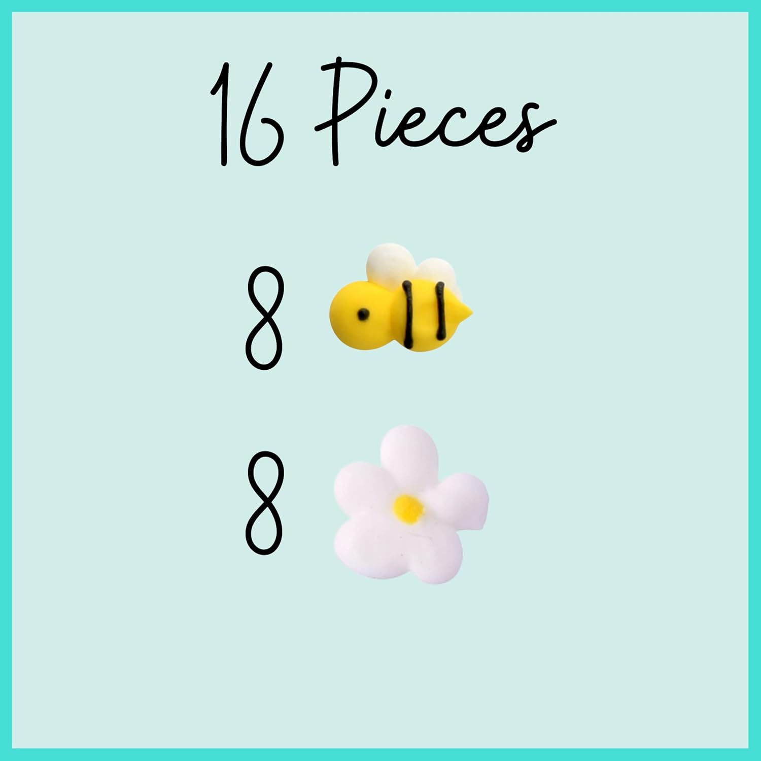 16 abejas y margaritas glaseadas  Mini abejas glaseadas  Margaritas comestibles  Flores de glaseado  Gránulos de abeja  Gránulos personalizados
