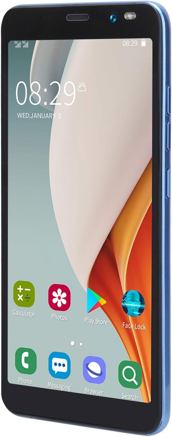 EBTOOLS 5.45in Face Fingerprint Desbloquear Teléfono celular inteligente, pantalla HD Android 1+8G Smartphone Dual Card Dual Standby (azul)