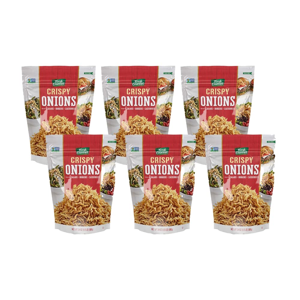 Cebolla crujiente ligeramente salada Fresh Gourmet, 24 onzas, 6 por caja.