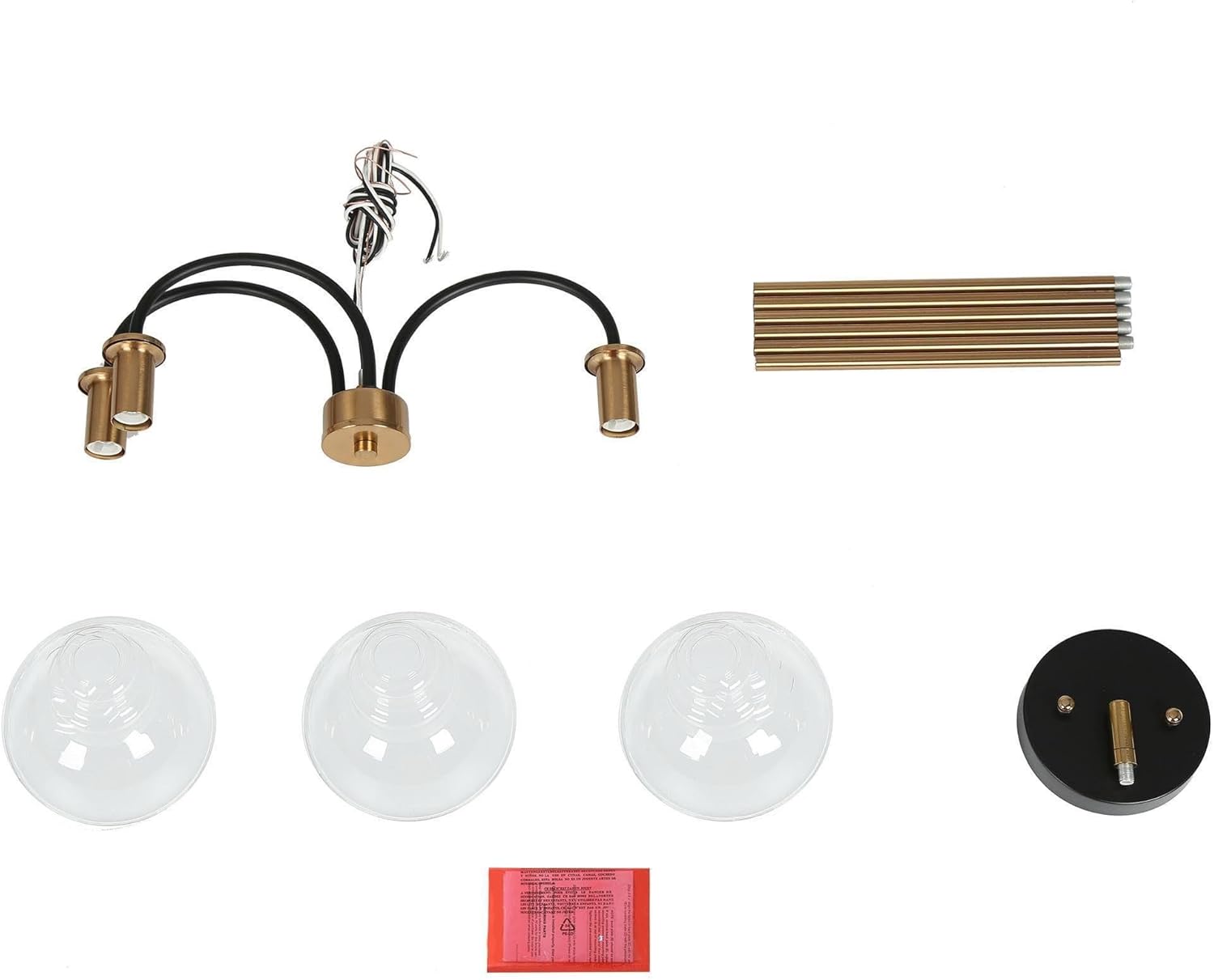 Candelabros negros y dorados, lámpara colgante moderna de mediados de siglo con pantallas de cristal, lámpara colgante de 3 luces para cocina,