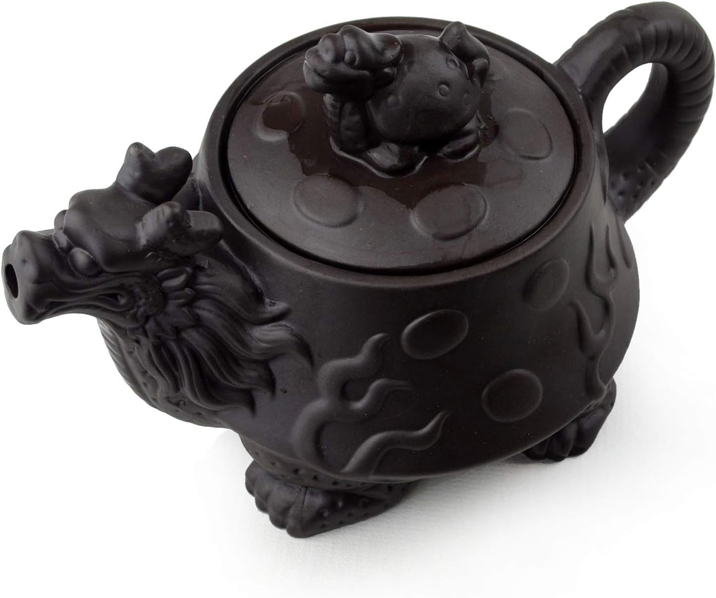 Tetera china Yixing Dragon Tortoise Auspicious Zisha Gongfu Tetera para té suelto (negro)