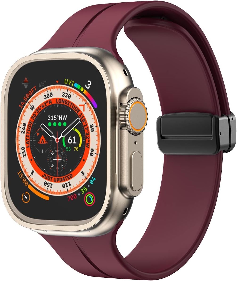 Correa magnética compatible con Apple Watch Band de 1.496 in 1.575 in 1.614 in 1.654 in 1.732 in 1.772 in 1.929 in, correa deportiva de silicona