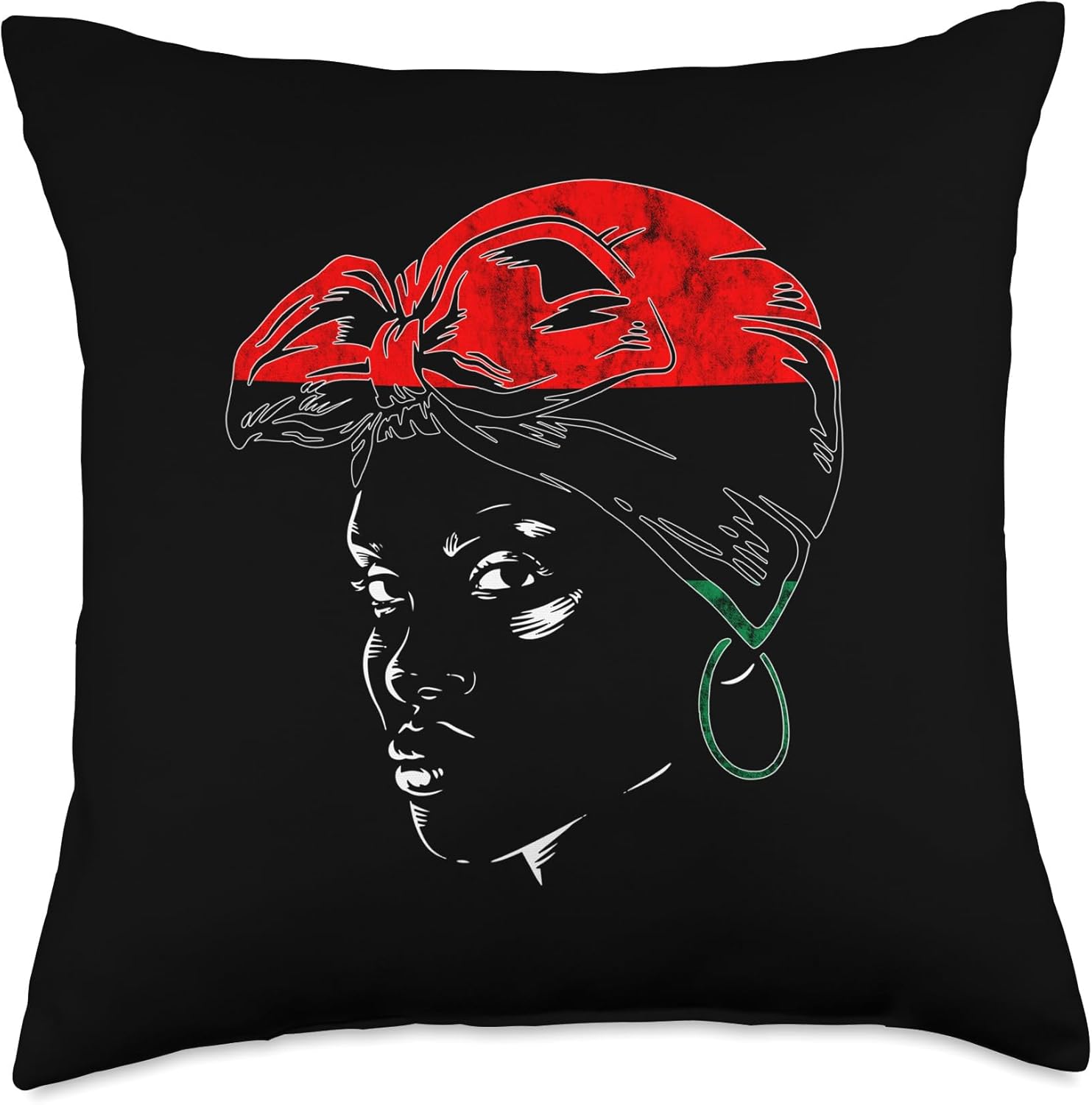 Afro-American Juneteenth Woman Proud Pan African UNIA Flag Throw Pillow, 18×18, Multicolor