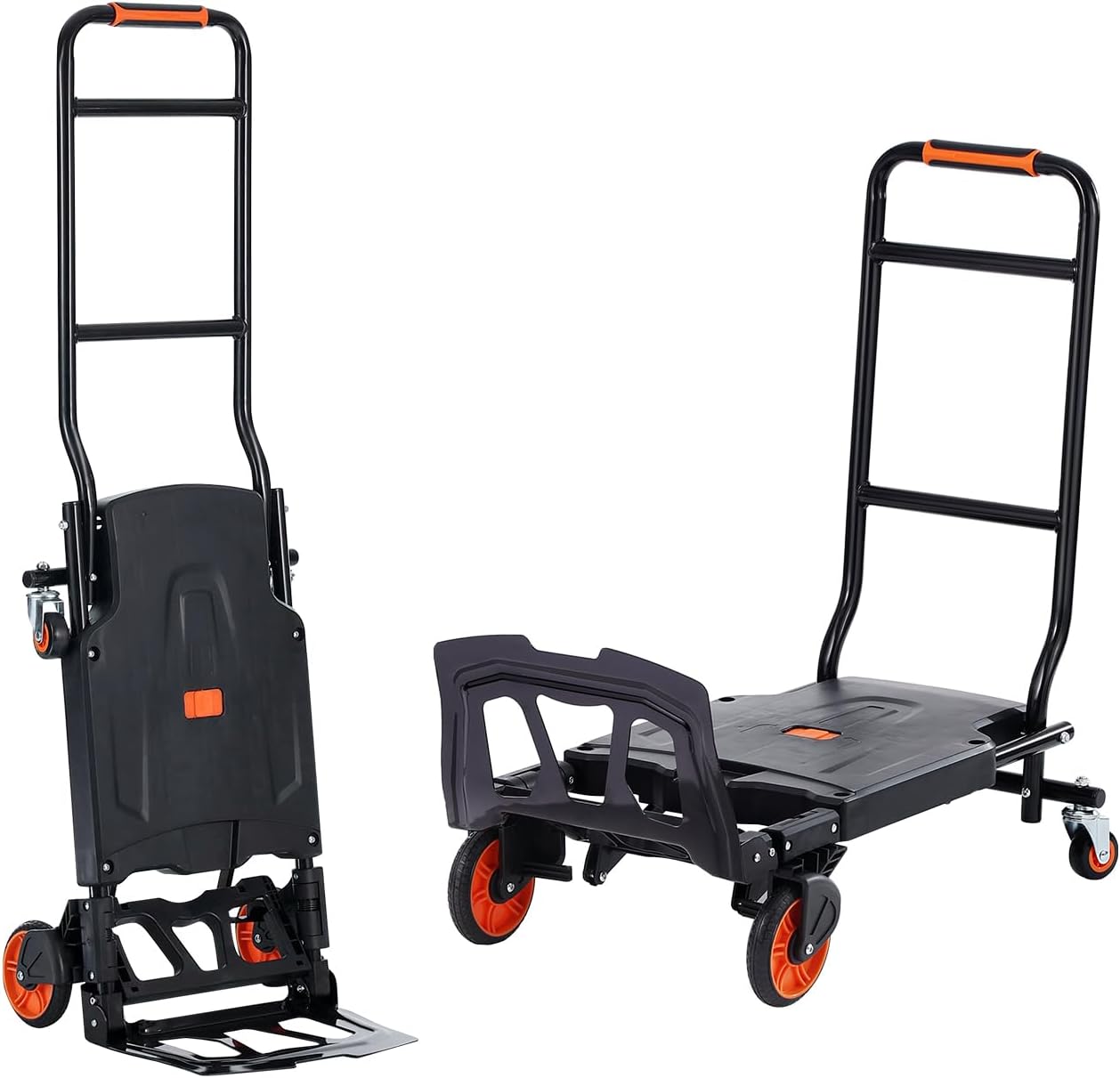 VEVOR Camión de mano plegable de aluminio, diseño 2 en 1 de capacidad de 300 libras, carrito plegable industrial resistente, carrito de ruedas de