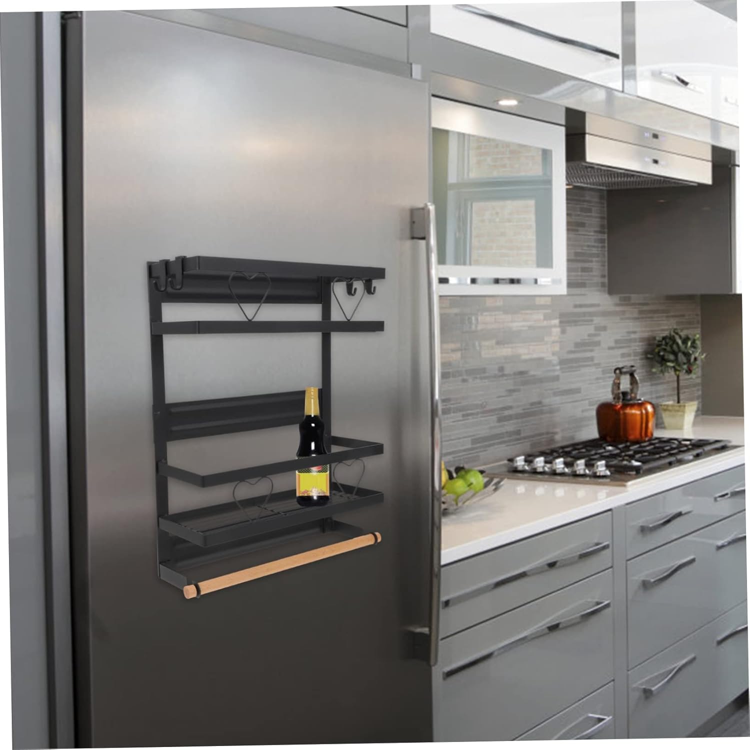 RORPOIR Organizador de especias para nevera, soporte magnético para refrigerador, estante organizador de especias, estante colgante para