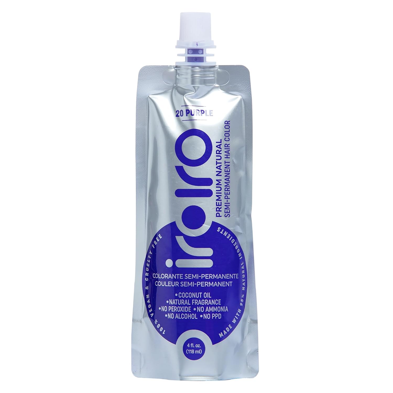 IROIRO Color de cabello semipermanente natural prémium 20, morado (4 onzas)