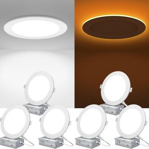 Canless – Iluminación LED empotrable de 6 pulgadas, paquete de 6 luces empotrables ultrafinas de 5CCT con modo de luz nocturna, 12 W, 1100 lúmenes, Canless – Iluminación LED empotrable de 6 pulgadas, paquete de 6 luces empotrables ultrafinas de 5CCT con modo de luz nocturna, 12 W, 1100 lúmenes,