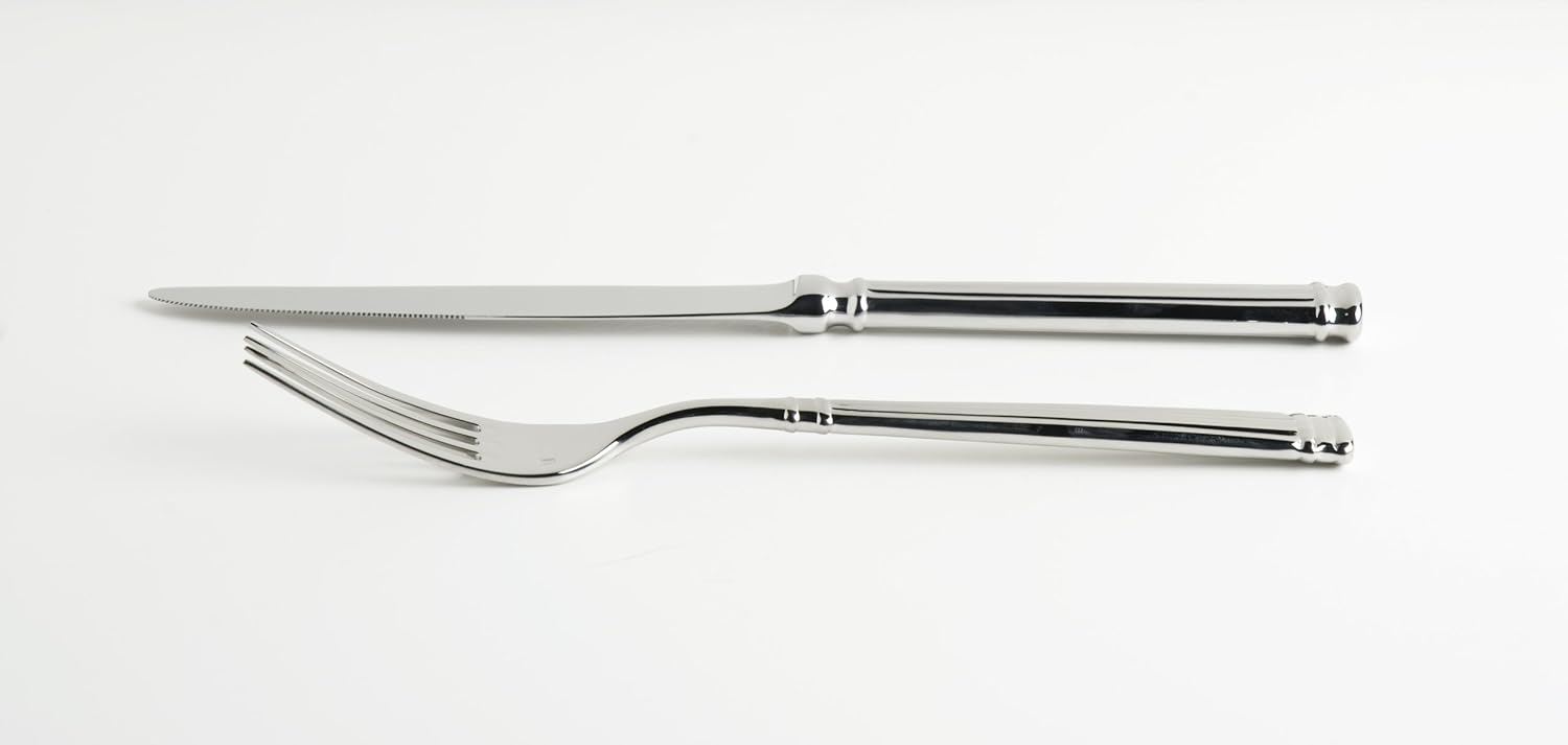 Juego de cubiertos Fortessa, de acero inoxidable 1810 para bistró, juego para 1persona, 5unidades, Doria, 5-piezas, Plateado
