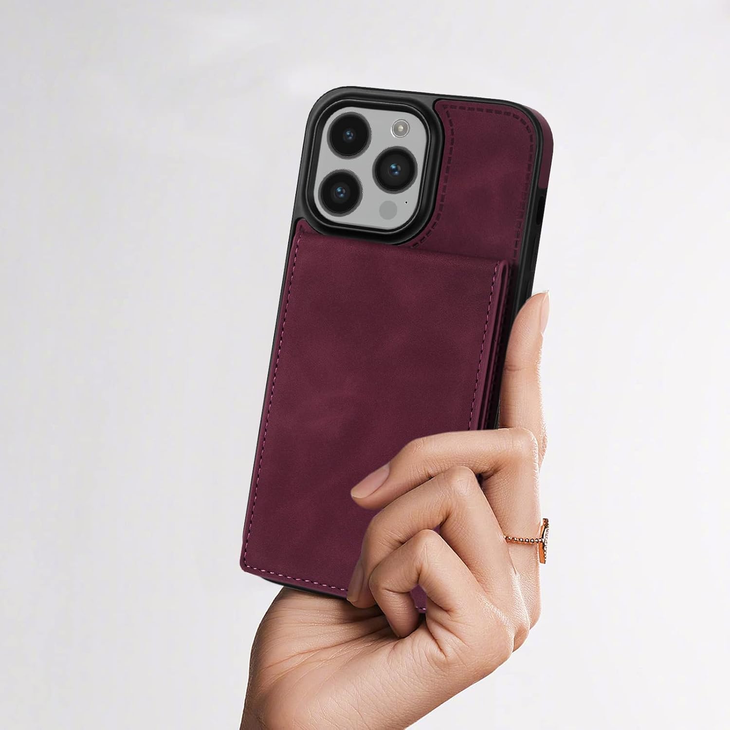 Asuwish Funda de teléfono para iPhone 15 Pro Max de 6.7 pulgadas con protector de pantalla y RFID delgado soporte para tarjeta de crédito, soporte