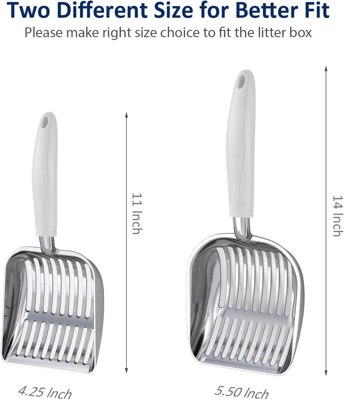 WePet Cuchara de arena para gatos, tamiz de aleación de aluminio, pala de metal para gatitos, pala profunda, mango largo, tamizado de excrementos,
