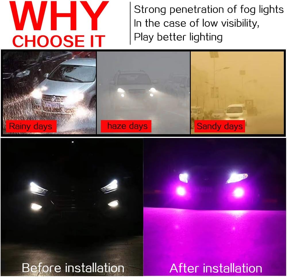 Teguangmei 2 unids rosa H8H11 LED niebla bombillas COB 7.5 W alta potencia Super brillante lámparas 6500 K conducción diurna luz DRL 12 V