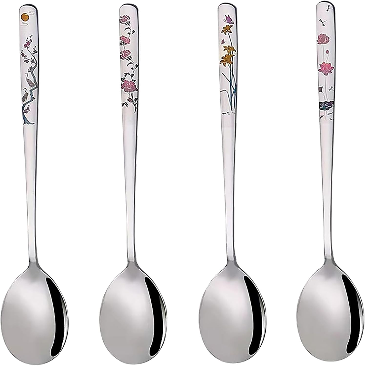 YAPULLYA Cucharas de sopa coreanas, cucharadas de acero inoxidable 188 con mango largo de 8 pulgadas, cucharadas de metal asiático, juego de 4