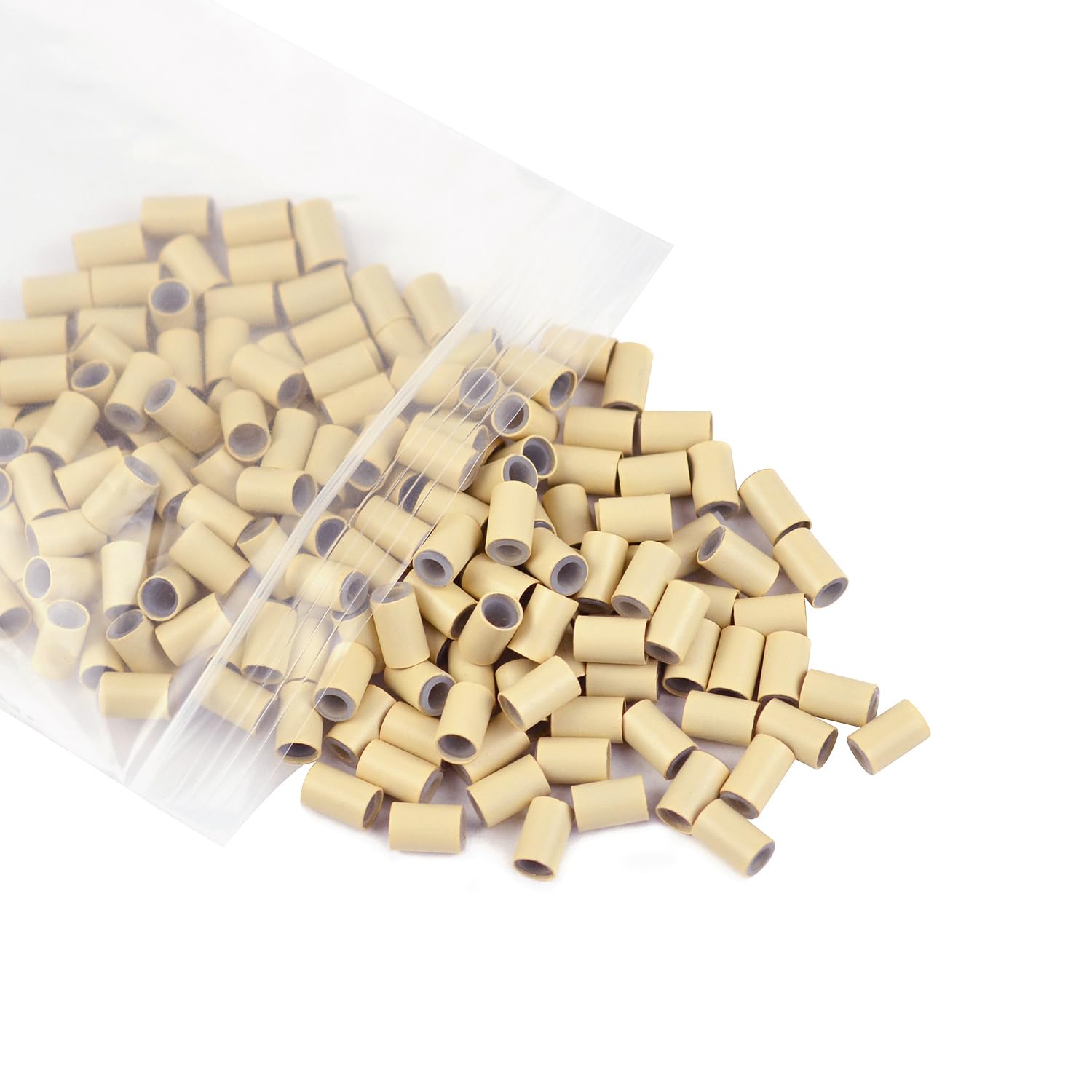 200 piezas de microanillos forrados de silicona de 0.157 x 0.079 x 0.236 in para extensiones de cabello (rubio)